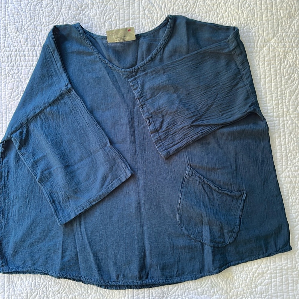 WATERSISTER cotton gauze JOEY top - Indigo OSFM - FREE SHPIPING